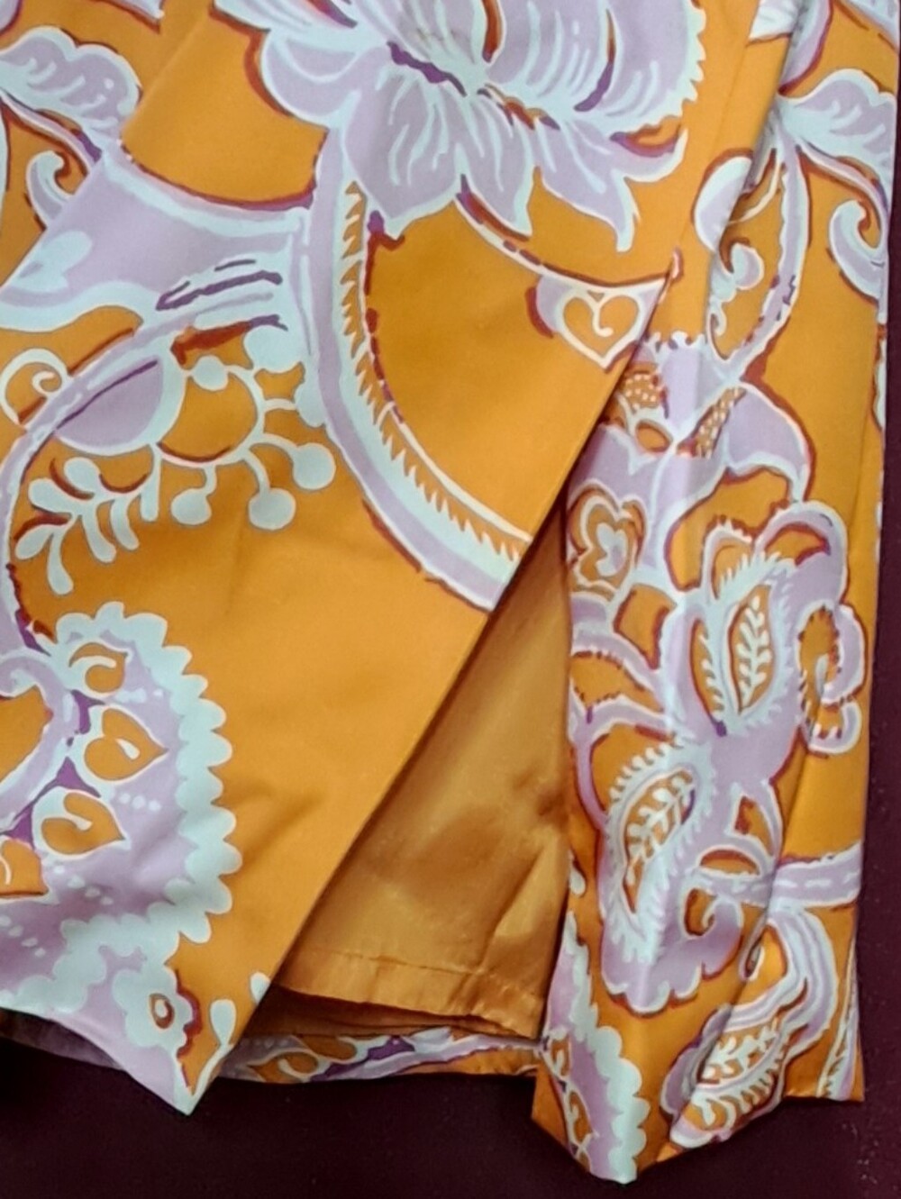 Ann Taylor 100% Silk Sz. 6 Orange and Pink Skirt - Picture 2 of 14